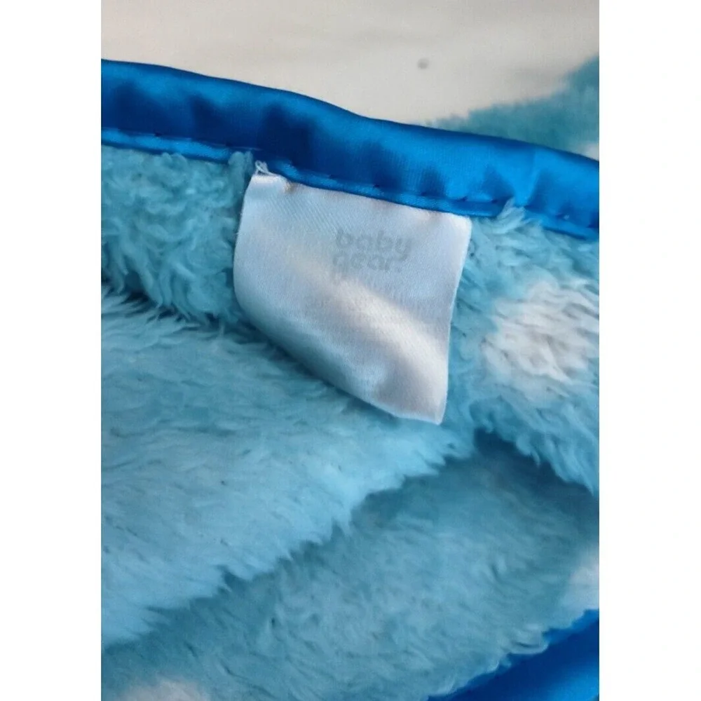 Baby Gear Blue White Polka Dot Dinosaur Blanket Soft Fleece Security Lovey Satin